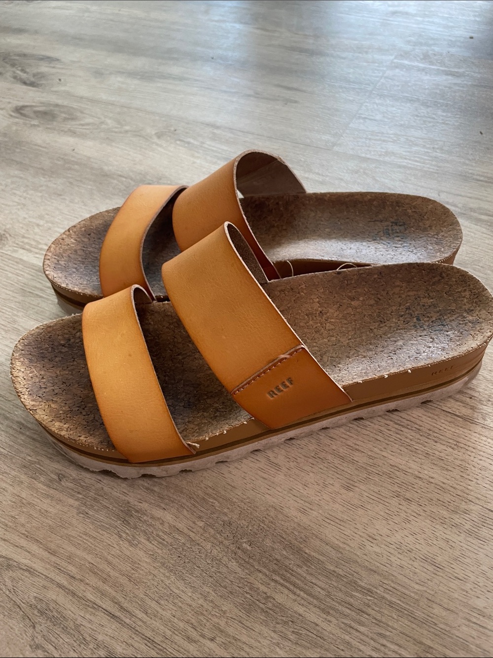 Reef Cognac Double-Strap Slide Sandals